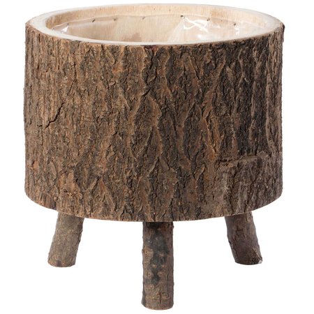 Vintiquewise Wooden Stump Tree Log with Bark Planter Pot with Small Tree Branch Legs QI003837